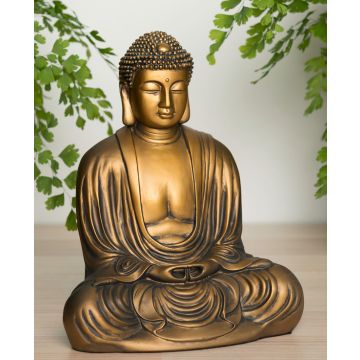 Japansk Buddha figur - 22 cm - gylden