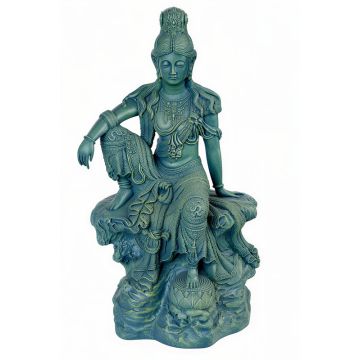 Kuan-Yin figur Royal Ease - 46 cm - grøn