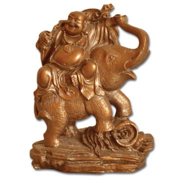 Happy Buddha på Elefant Figur