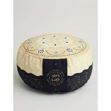 Meditationspude rund sort/natur - Spirit of om