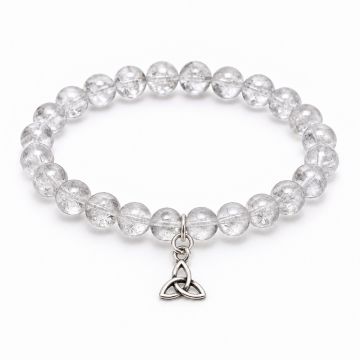 Armbånd Iris bjergkrystal og Treenighedssymbol - 8mm