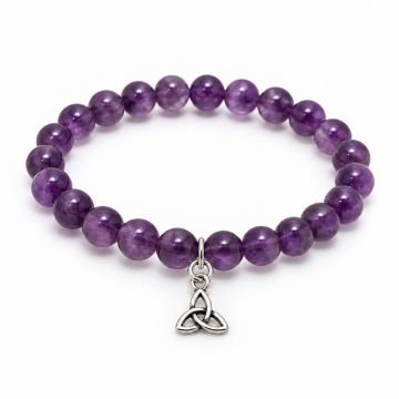 Armbånd Ametyst og Treenighedssymbol - 8mm
