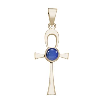 Ankh kors med Safir - u/kæde