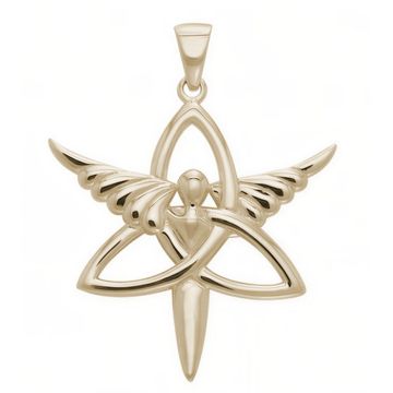 Vedhæng med Engel og Triquetra - Treenighedssymbolet - 47mm - u/kæde